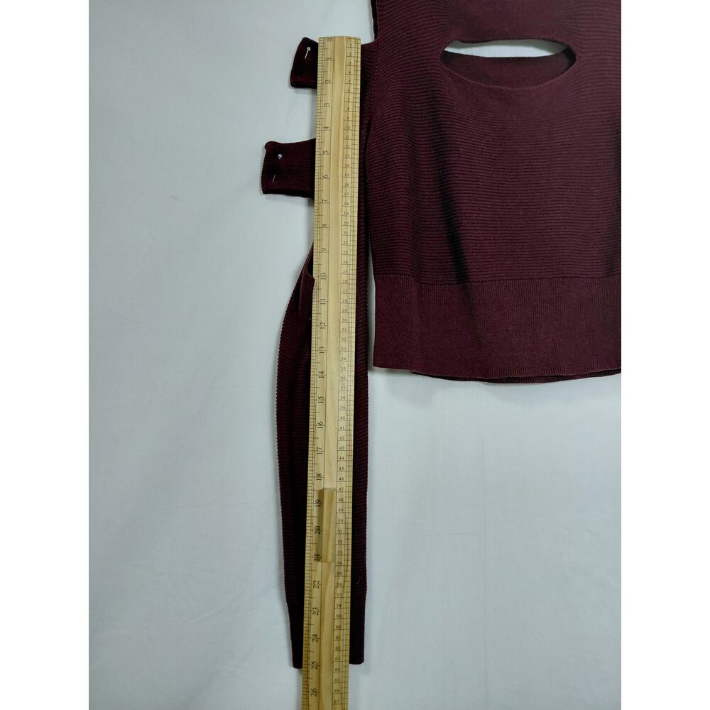 Express Burgundy Mock Neck Ribbed Knit Stretch Top Women Size M - Picture 8 of 11